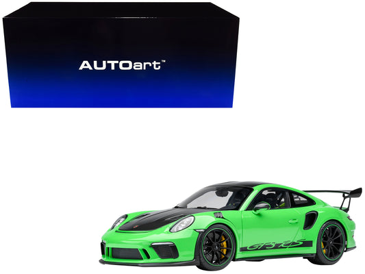 Porsche 911 (991.2) GT3 RS Weissach Lizard Green with Carbon Hood and Top 1/18 Model Car by Autoart