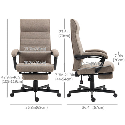 Office Chair, Linen High Back Computer Desk Chair, Swivel Recliner with Adjustable Height, Footrest and Padded Armrest, 