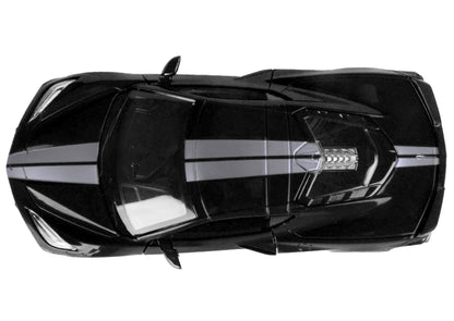 2020 Chevrolet Corvette C8 Stingray Black with Silver Stripes "Timeless Legends" Series 1/24 Diecast Model Car by Motormax