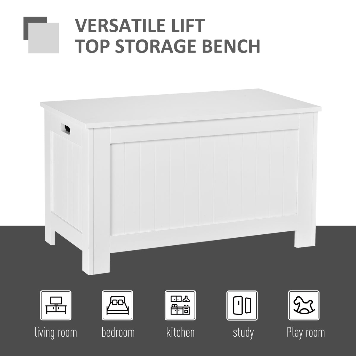 Large Storage Box Storage Trunk Cabinet Container with Lid and 2 Safety Hinges, White