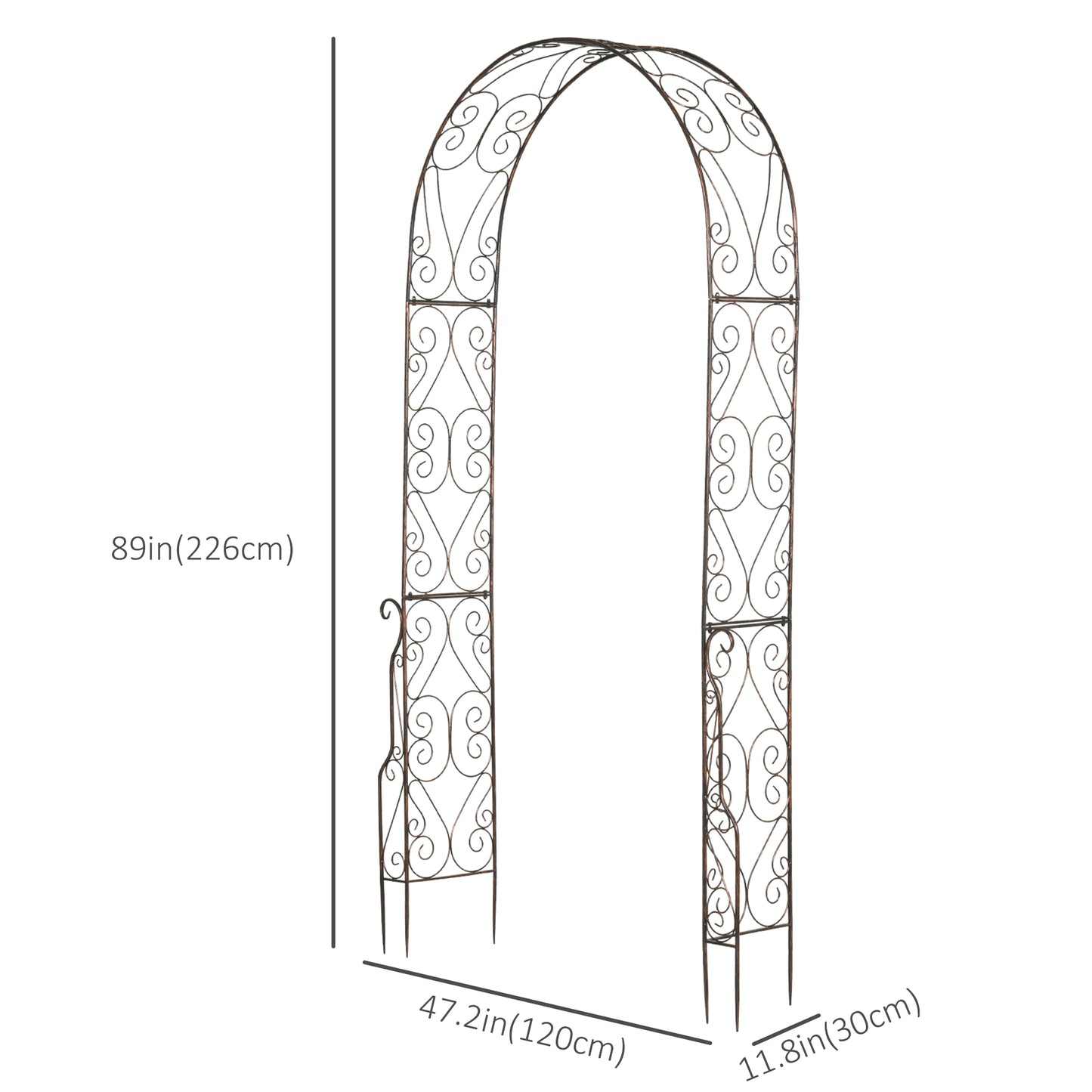 7.5ft Garden Metal Arch Outdoor Walkway Arbor for Decorative Climbing Vine Plants Party Wedding Ceremony Decoration Acce