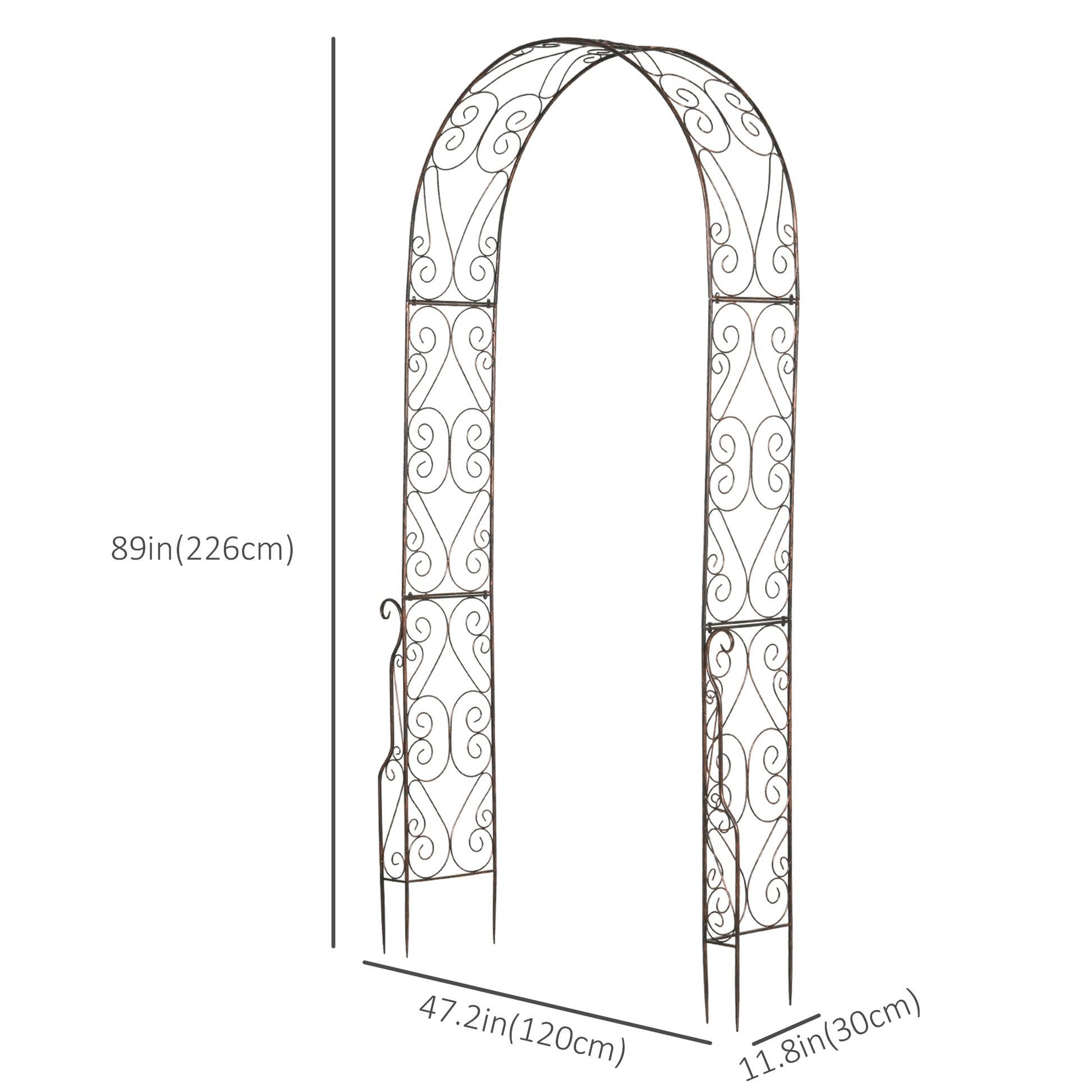 7.5ft Garden Metal Arch Outdoor Walkway Arbor for Decorative Climbing Vine Plants Party Wedding Ceremony Decoration Acce
