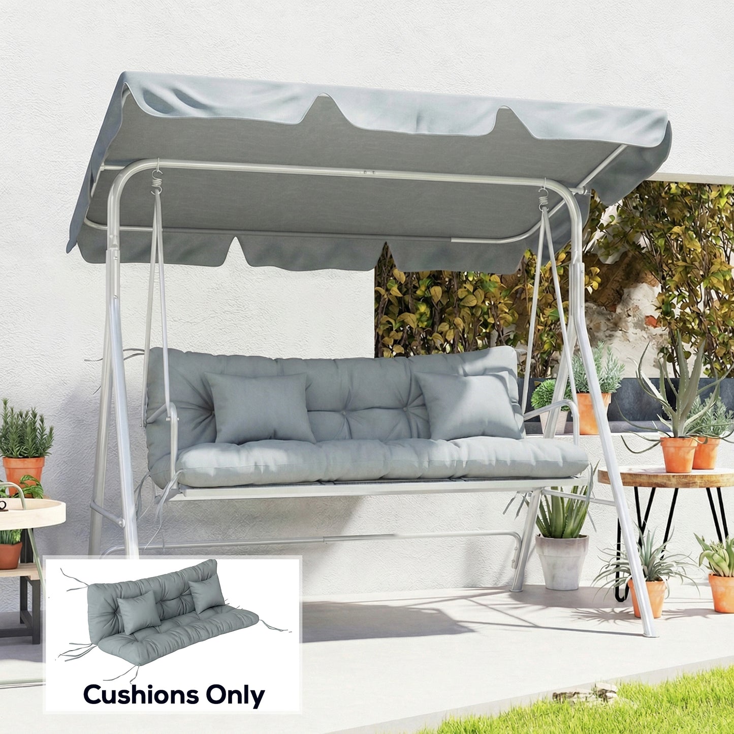 4-Piece Back and Seat Cushion Pillows Replacement and Pillows, Patio Chair Cushions Set with Ties, Light Grey