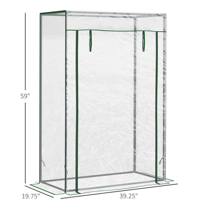 40"L x 20"W x 59"H Walk-in Garden Greenhouse with Steel Frame Outdoor Hot House Tomato Plant Warm House w/ Roll up Door,