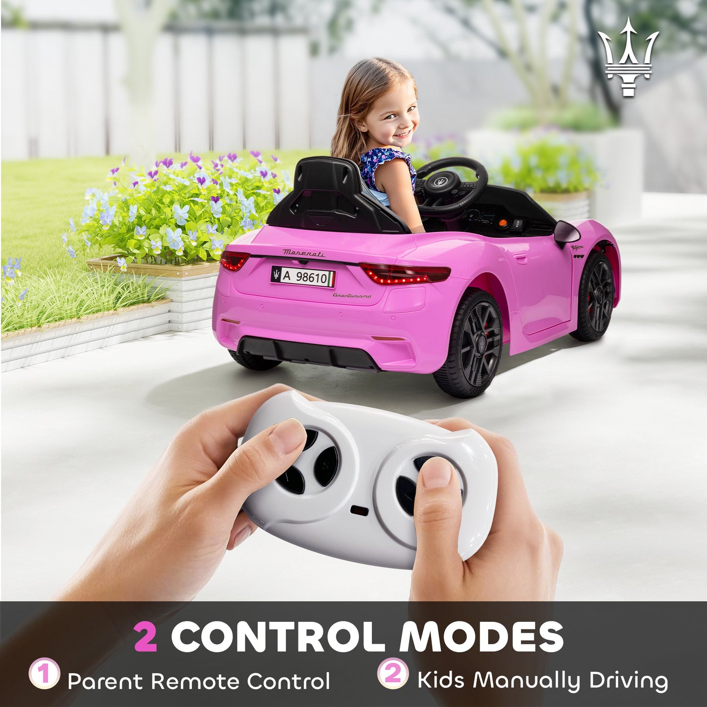 Qaba 12V Maserati Gran Turismo Licensed Kids Electric Car w/ Remote Control, Soft Start, LED Lights, Music, Horn, MP3, P