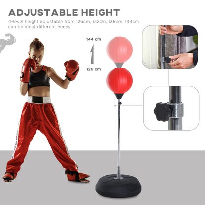 Soozier Boxing Bag with Stand, Freestanding Punching Bag with 49.6"-56.7" Adjustable Height, Fillable Base, Air Pump and
