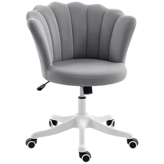 Office Chair, Armless Swivel Desk Chair with Adjustable Height, Backrest, Tilt Function for Office, Vanity, Grey