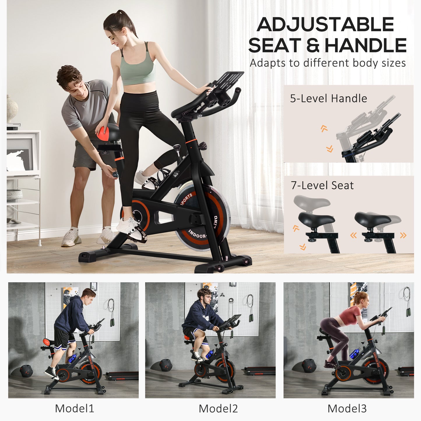 Soozier Adjustable Upright Stationary Exercise Bike w/ LCD Display, Indoor Cycling Bike for Home w/ Adjustable Resistanc