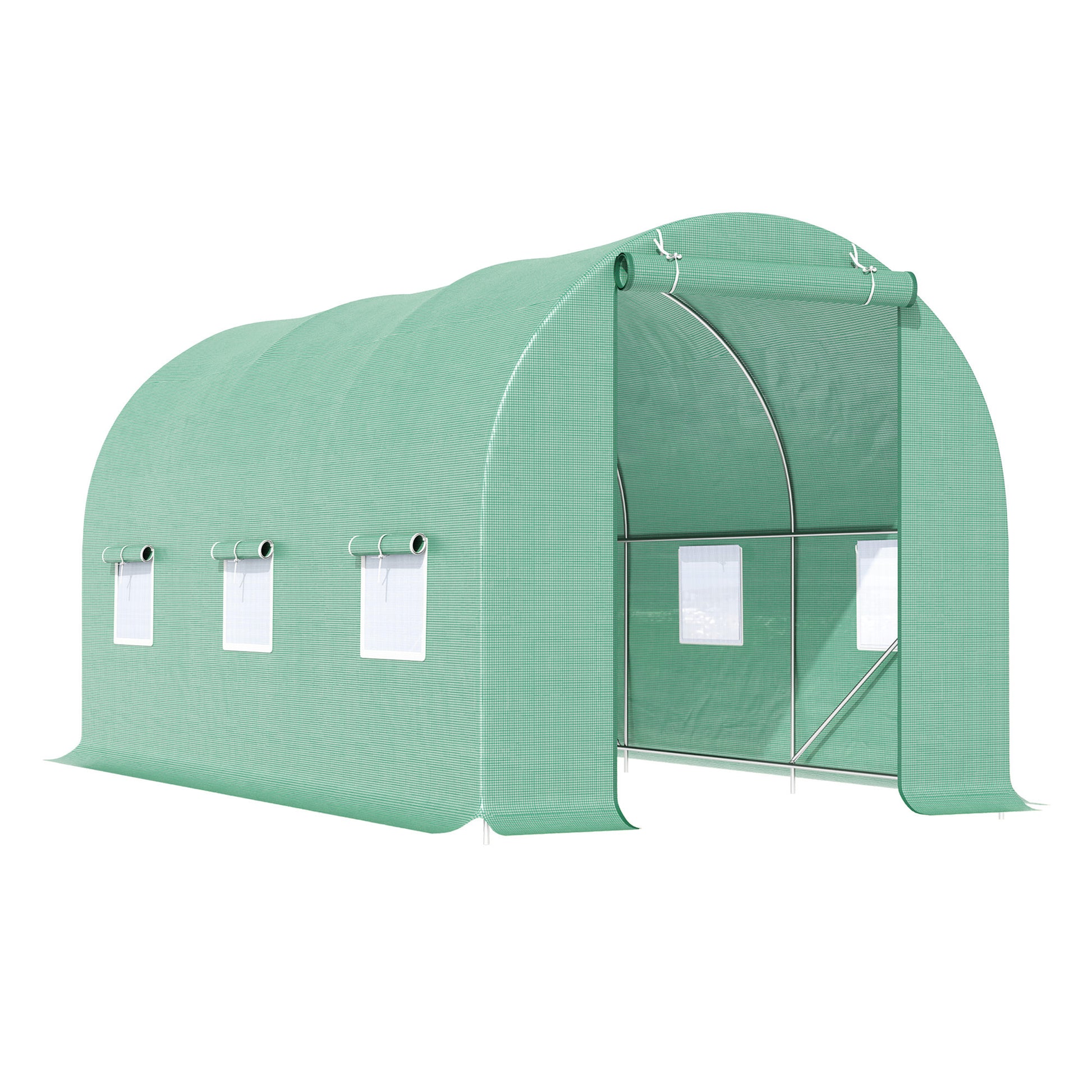 15' x 6.6' x 6.6' Walk-in Tunnel Greenhouse Garden Plant Seed Growing Warm House Outdoor Hot House w/ Roll Up Door, Wind