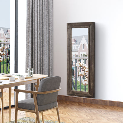 59" x 23.5" Full Length Mirror, Farmhouse Wall Mount and Leaner Floor Mirror, Vertical and Horizontal for Bedroom, Dark 