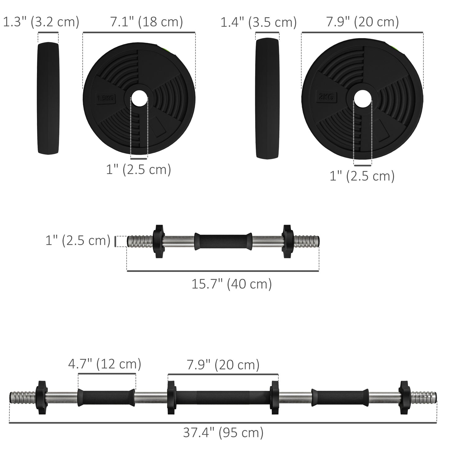 Soozier 33LBS 2-in-1 Adjustable Barbell & Dumbbells Set, Weights Set with Non-slip Handles for Men and Women Home Gym Tr