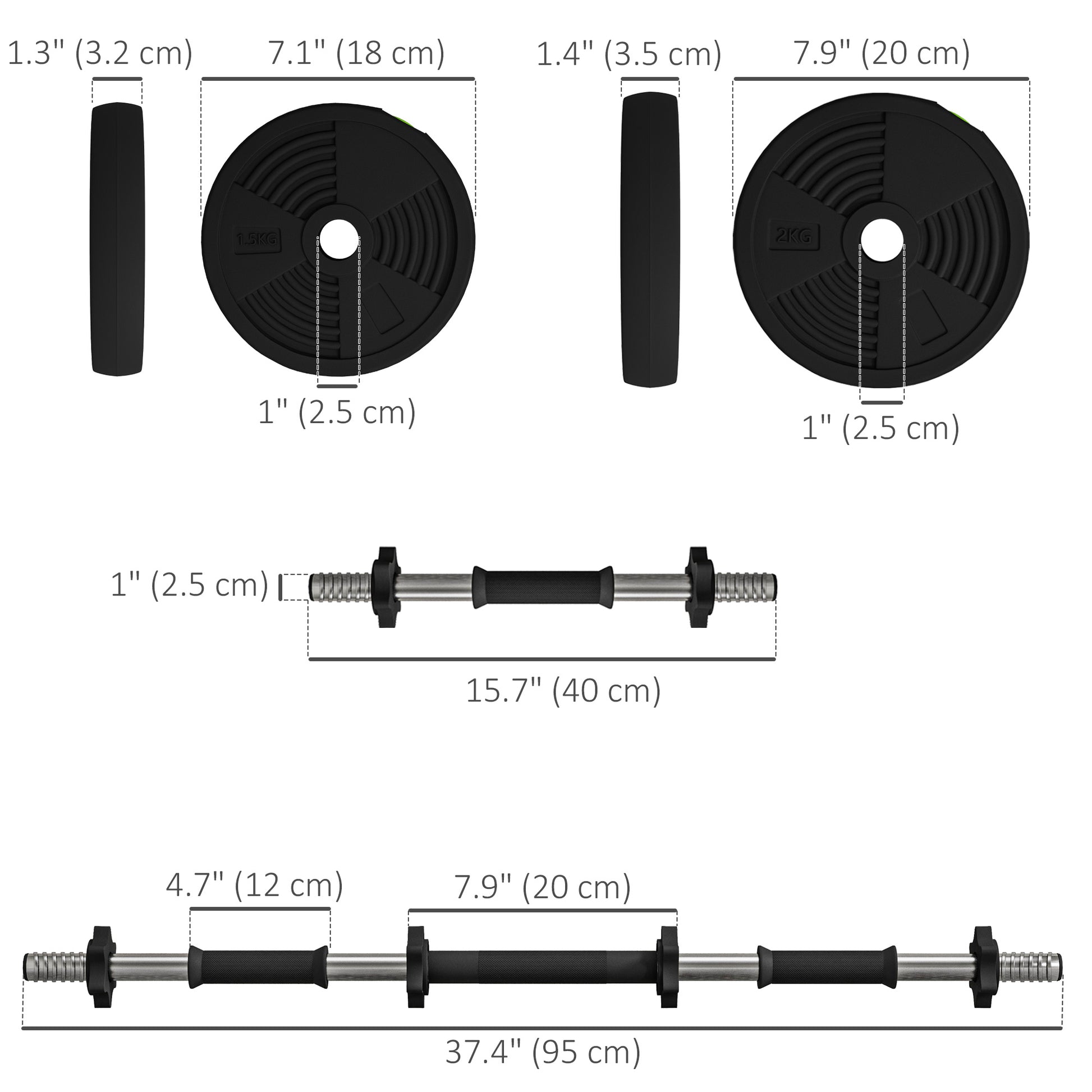 Soozier 33LBS 2-in-1 Adjustable Barbell & Dumbbells Set, Weights Set with Non-slip Handles for Men and Women Home Gym Tr