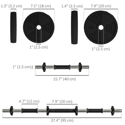 Soozier 33LBS 2-in-1 Adjustable Barbell & Dumbbells Set, Weights Set with Non-slip Handles for Men and Women Home Gym Tr