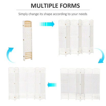 6 Panel Room Divider, 5.6 ft Tall Folding Privacy Screen, Wave Fiber Freestanding Partition Wall Divider for Home Office
