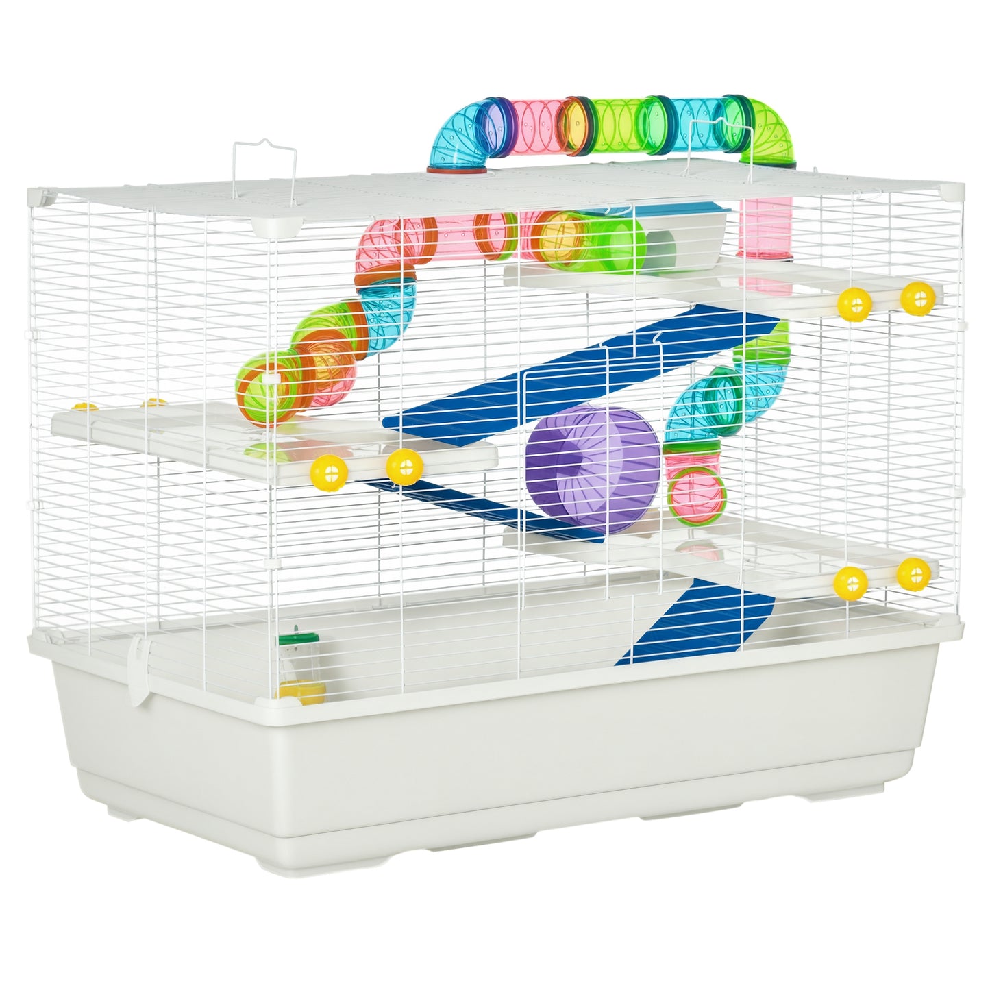 31" Large Hamster Cage, Small Animal House, Multi-storey Gerbil Haven, Tunnel Tube System, with Water Bottle, Exercise W