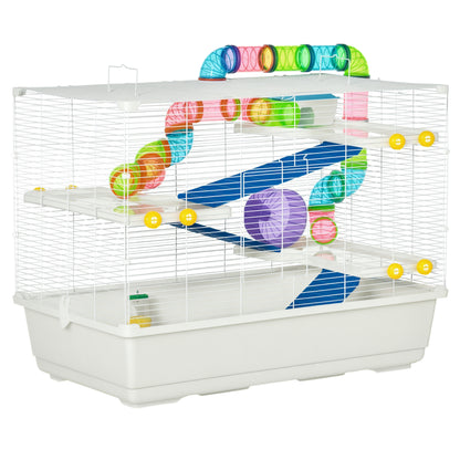 31" Large Hamster Cage, Small Animal House, Multi-storey Gerbil Haven, Tunnel Tube System, with Water Bottle, Exercise W