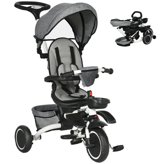 VarietyKart Tricycle for Toddler 6-in-1 Kids Trike, Foldable Converts Stroller to Baby Push Bike, Adjustable Backrest wi