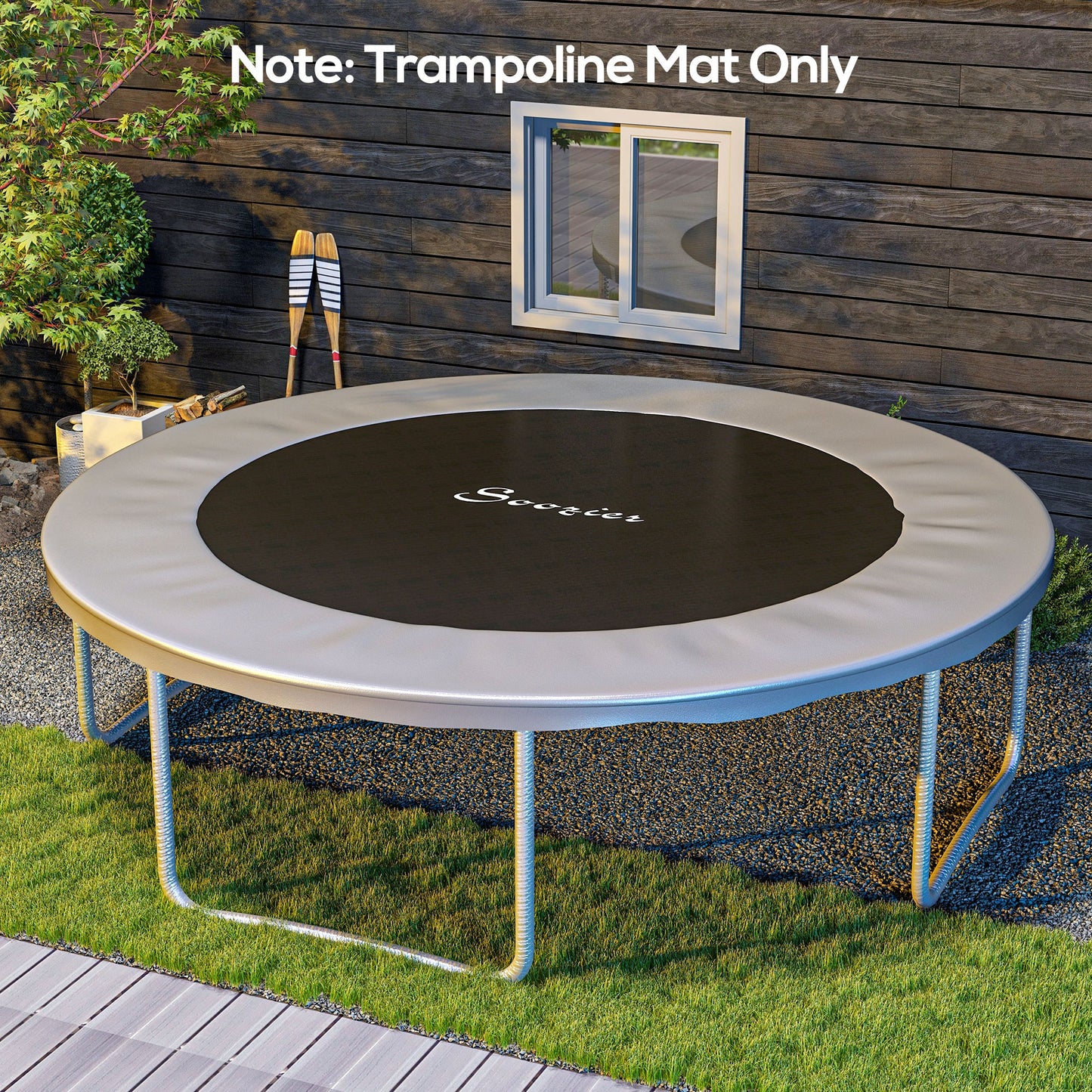 Soozier Trampoline Mat Replacement with Spring Pull Tool and 72 V-Hooks, Fits 12ft Trampoline, Using 5.5" Springs, Orang