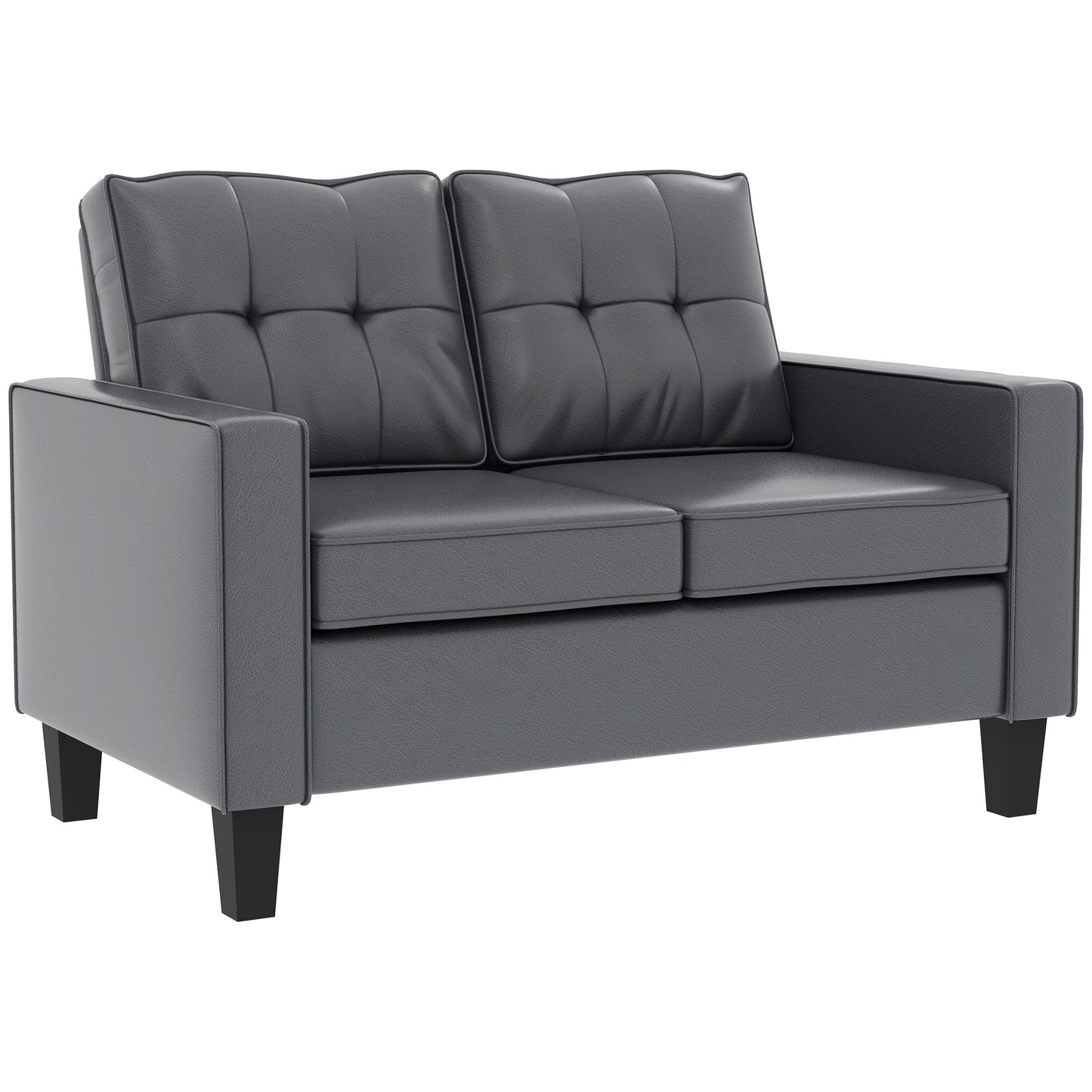 51" PU Leather Loveseat, Upholstered Double Sofa Couch with Armrests, Tufted Backrest, Pocket Spring and Sponge Padded C