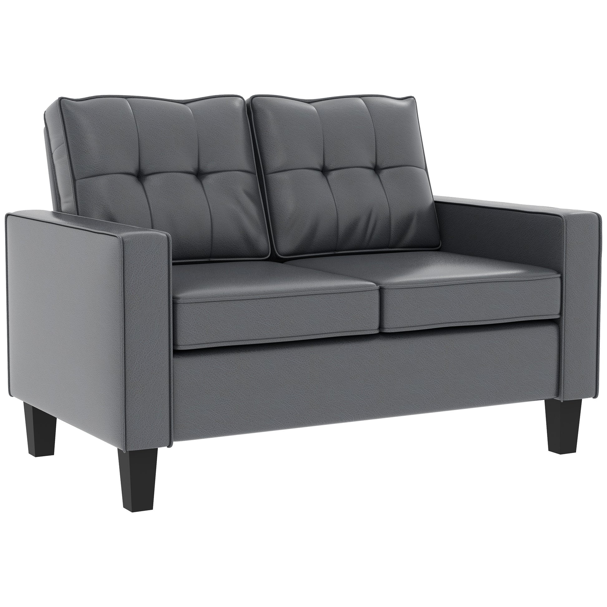 51" PU Leather Loveseat, Upholstered Double Sofa Couch with Armrests, Tufted Backrest, Pocket Spring and Sponge Padded C