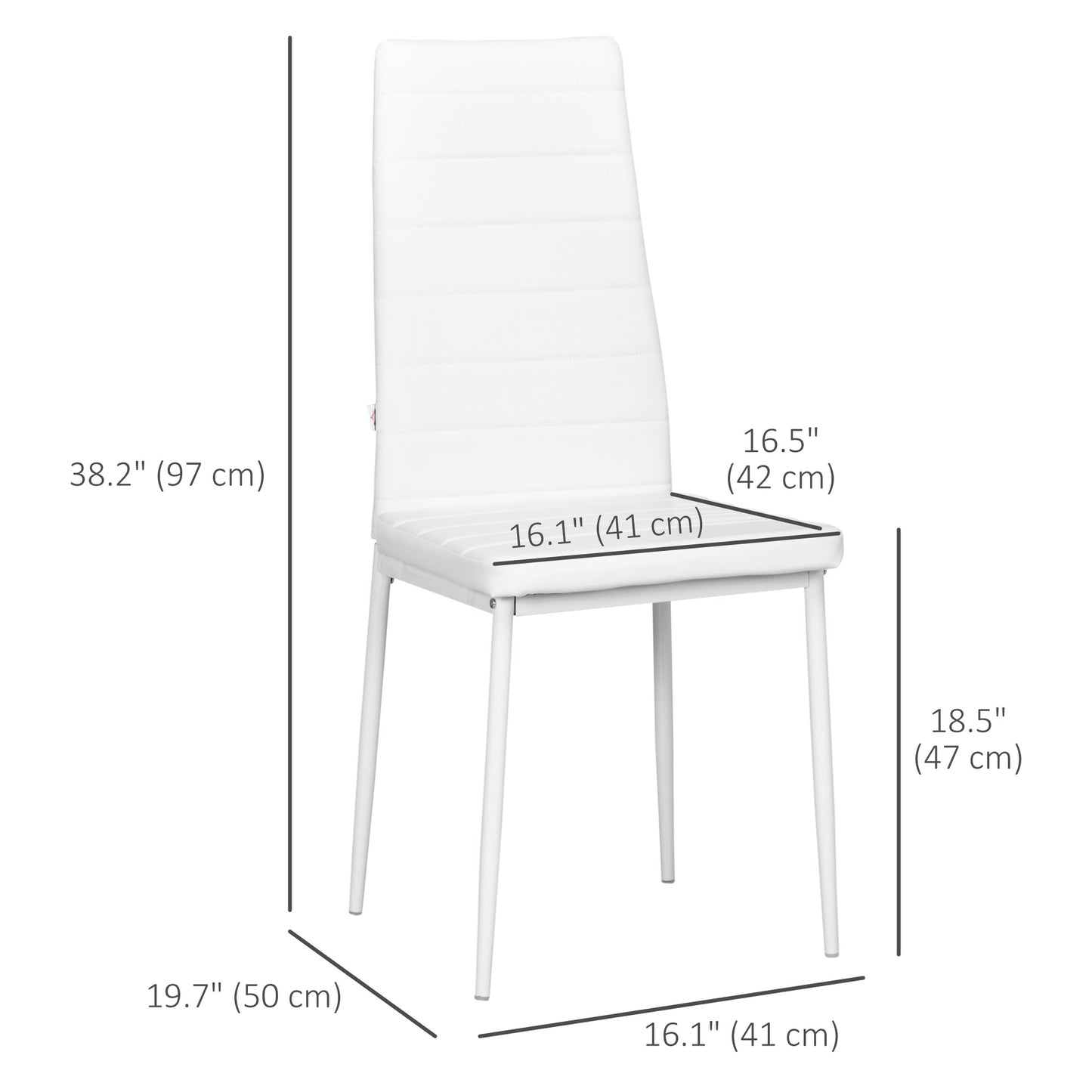 Modern Dining Chairs, Set of 4, High Back PU leather Upholstery and Metal Legs for the Living Room, Kitchen, Home Office
