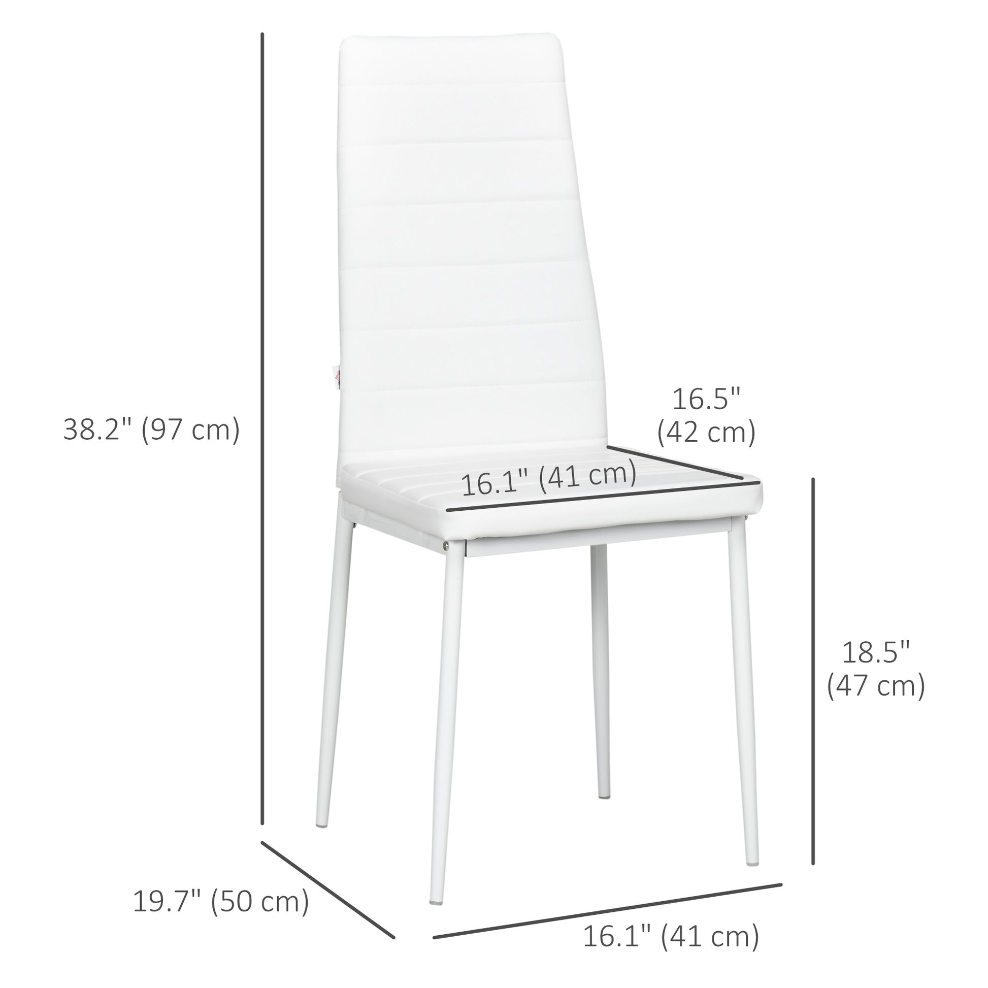 Modern Dining Chairs, Set of 4, High Back PU leather Upholstery and Metal Legs for the Living Room, Kitchen, Home Office