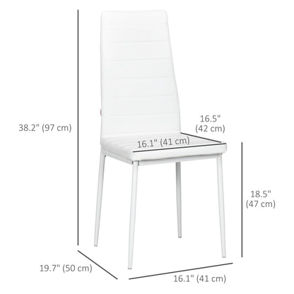 Modern Dining Chairs, Set of 4, High Back PU leather Upholstery and Metal Legs for the Living Room, Kitchen, Home Office