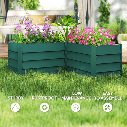 45" x 45" x 17" L-Shaped Galvanized Steel Raised Garden Bed for Vegetables, Flowers, Herbs, Green