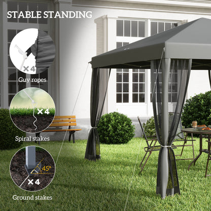 10' x 10' Pop Up Canopy Tent Gazebo, Foldable Canopy Tent with Zipper Mesh Sidewalls, Light Grey