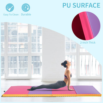 Soozier 4'x10'x2'' Folding Gymnastics Tumbling Mat, Exercise Mat  with Carrying Handles for Yoga, MMA, Martial Arts, Str