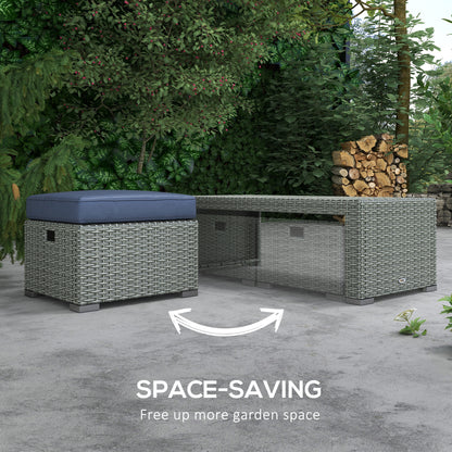 Patio Furniture with Cushions, 6 Pieces PE Wicker Patio Sectional Furniture Conversation Set w/ a Three-Seat Sofa, 2 Rec