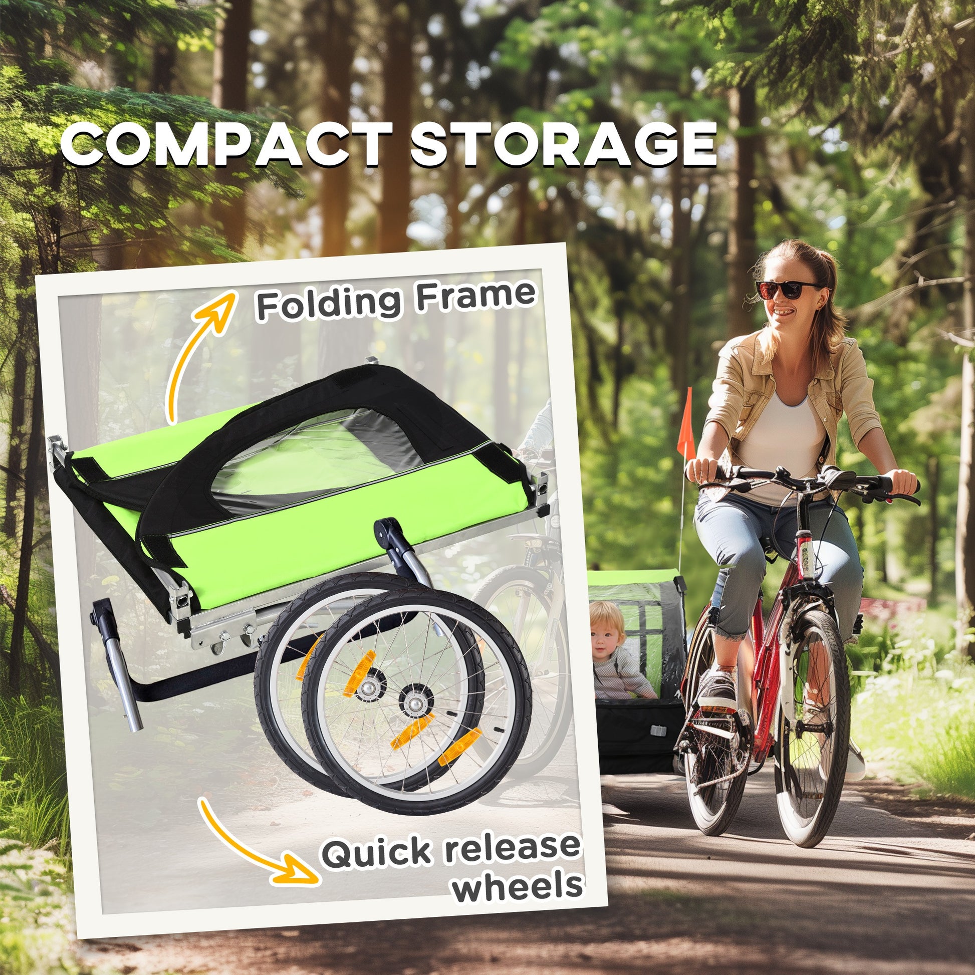 VarietyKart 2-Seat Child Bike Trailer for Kids with a Strong Steel Frame, 5-Point Safety Harnesses, & Comfortable Seat, 