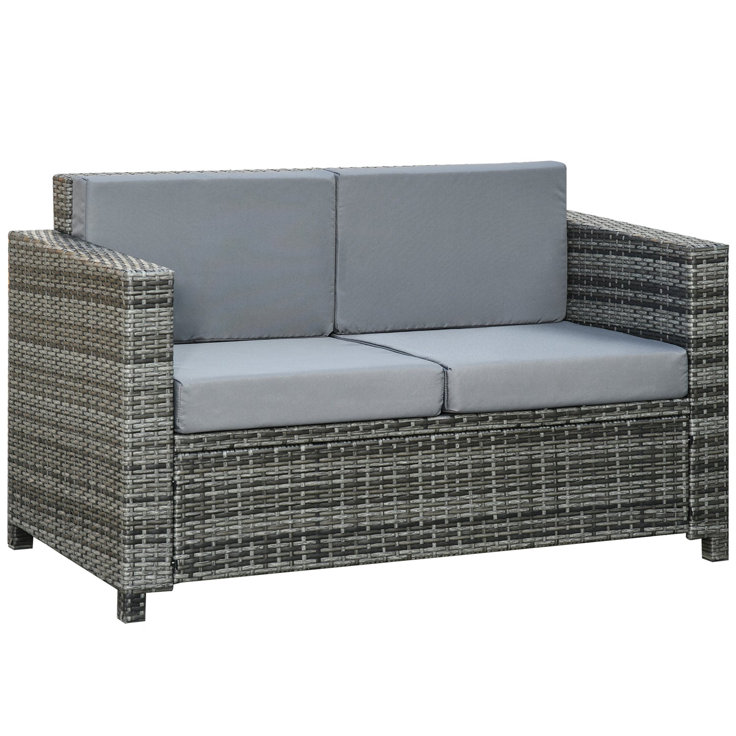2 Seat Patio Loveseat Deluxe Wicker Sofa Chair Outdoor Rattan Furniture Couch All Weather with Cushion for Balcony, Deck