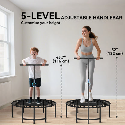 Soozier 40" Foldable Rebounder Trampoline ,Mini Trampoline Indoor with Adjustable Handle, Quiet and Safe Bungee Rebounde
