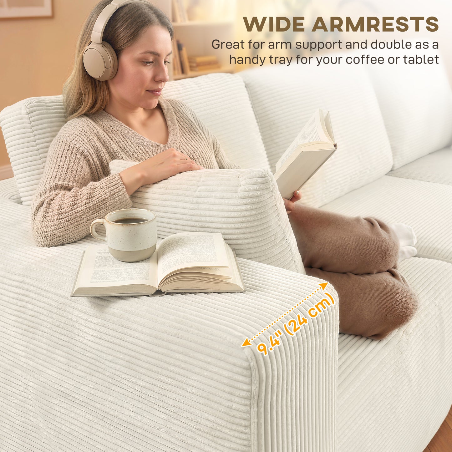 Cream White Modular Sofa, 2-in-1 L Shaped Couch Sofa Bed