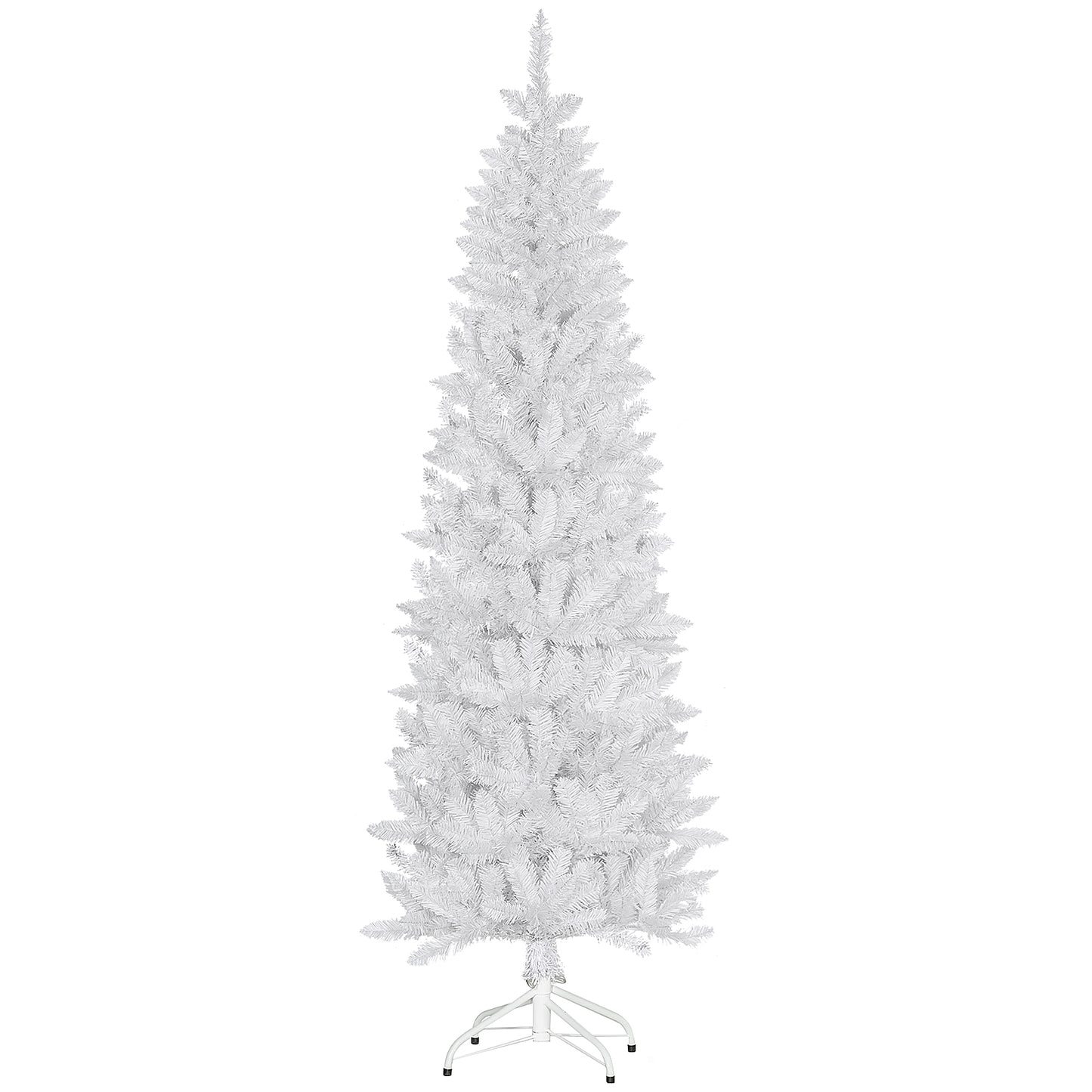 7ft Tall Pencil Artificial Christmas Tree with 687 Branch Tips with Steel Base, White