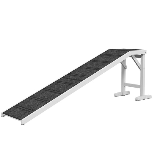 Pet Ramp, Dog Bed Steps with Non-slip Carpet, Top Platform, 74" x 16" x 25", White