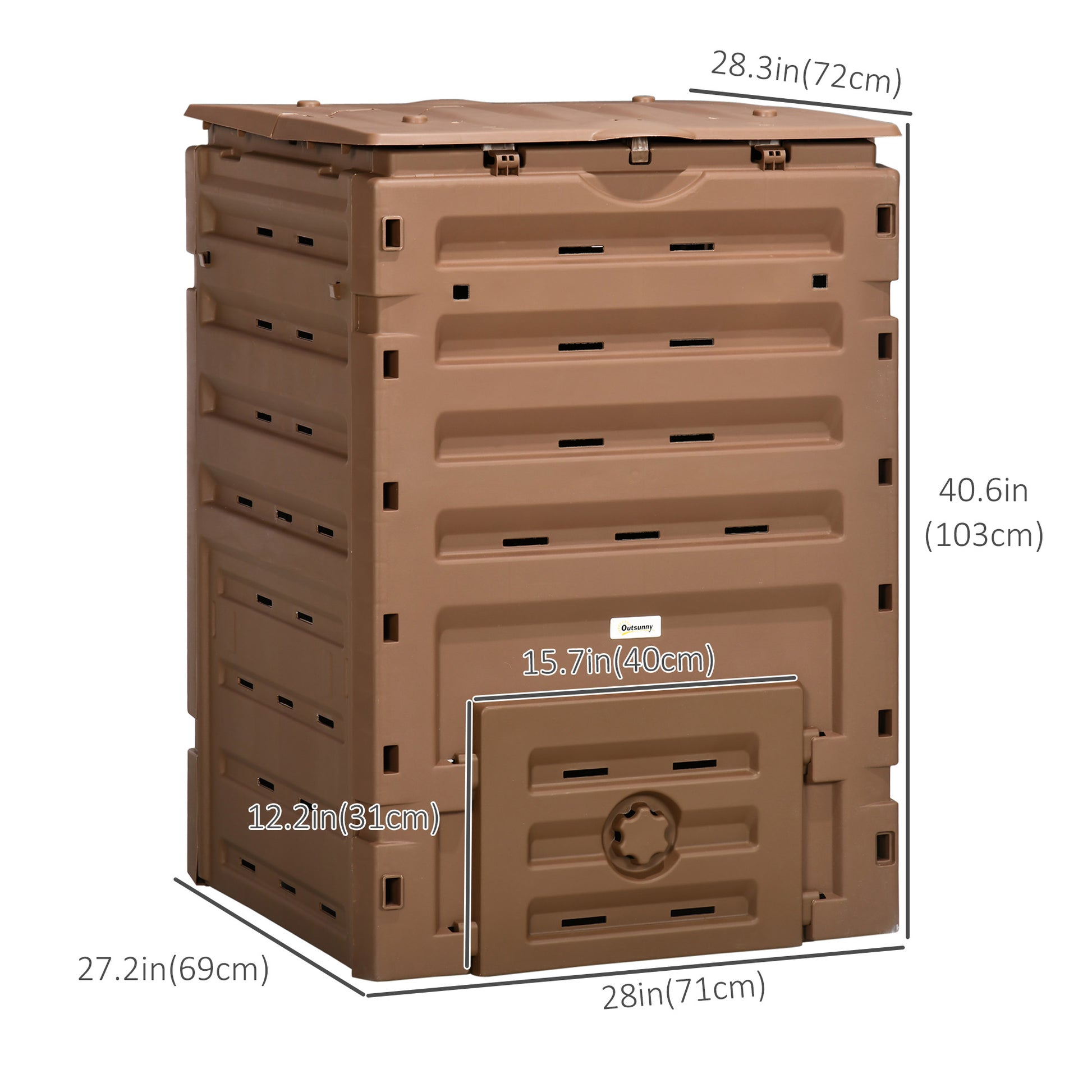 Compost Bin, Garden Composter with 80 Vents and 2 Doors, 120 Gallon (450L), Black