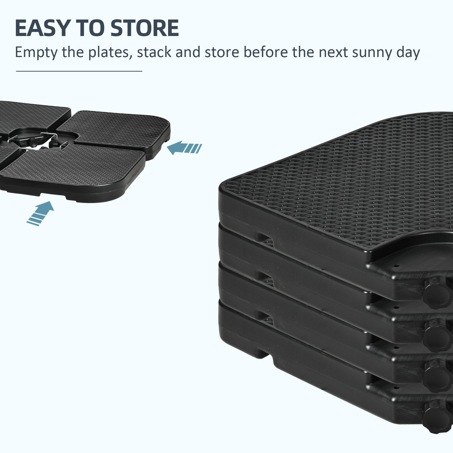 4PCs Cantilever Umbrella Base Weights for Offset Banana Parasol, HDPE Water or Sand Filled Patio Umbrella Weights for Cr