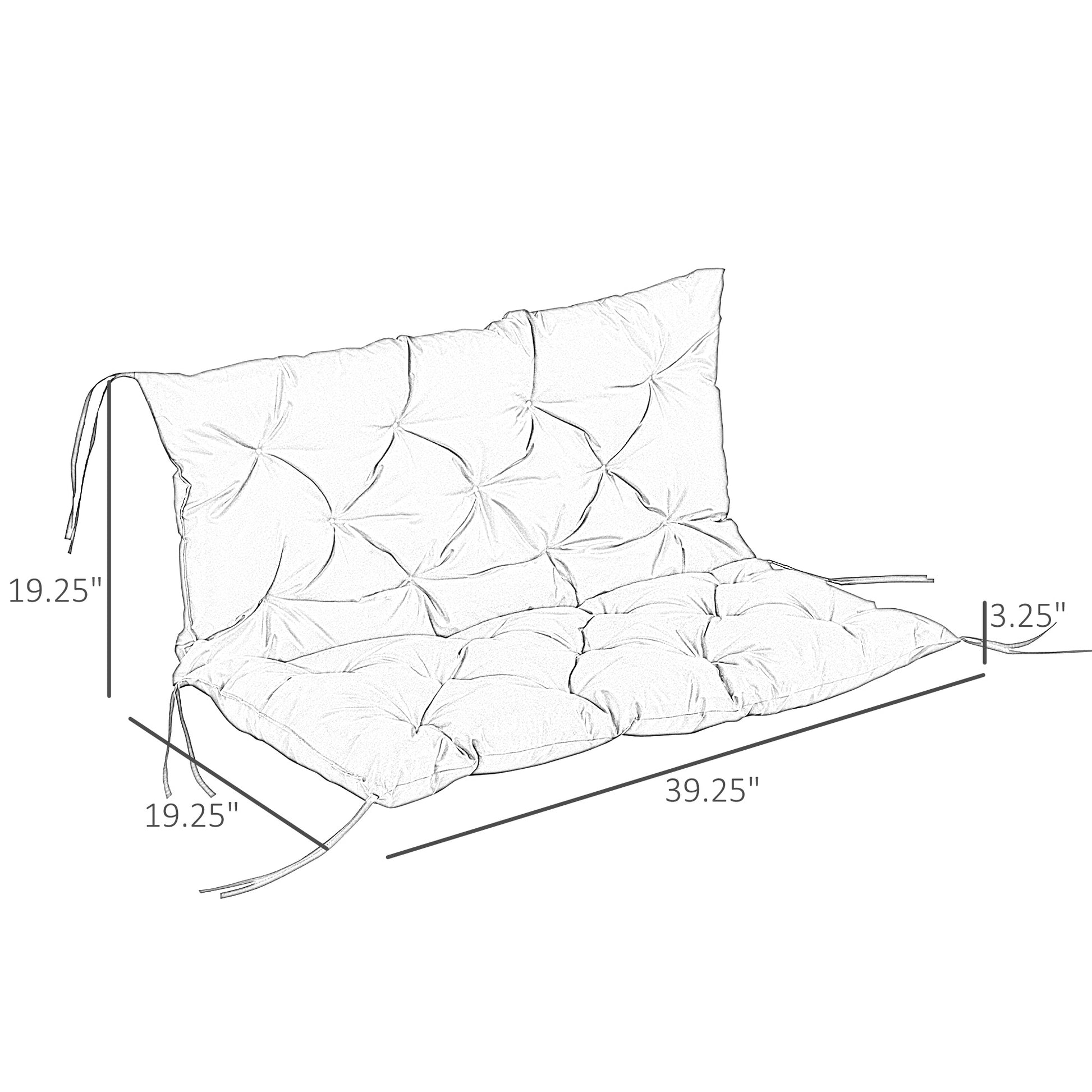 Porch Swing Cushion Garden Bench Cushion with Backrest, Non-Slip 2-seater Soft Pad, Swing Chair Mat Replacement for Indo