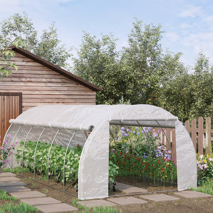 20'x10'x6.6' Tunnel Greenhouse with UV-Resistant Cover, Zippered Door and 12 Roll-up Windows, Outdoor Green House for Ga
