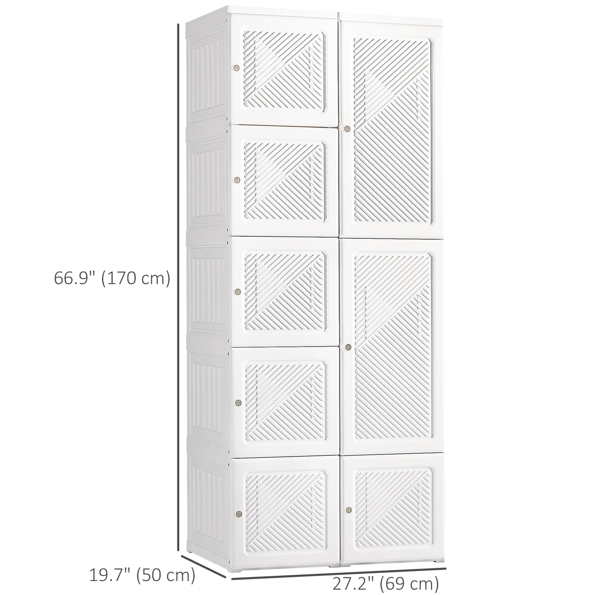 Portable Wardrobe Closet, Folding Bedroom Wardrobe, Clothes Storage Organizer with Cube Compartments, White