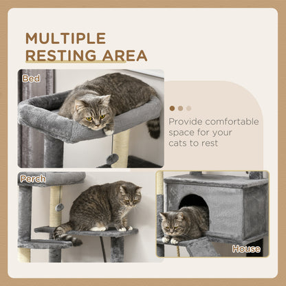 Cat Tree for Large Cats Adult, 58" Tall Cat Tree with Scratching Posts, Large Cat Tower for Indoor Cats with Bed, House,