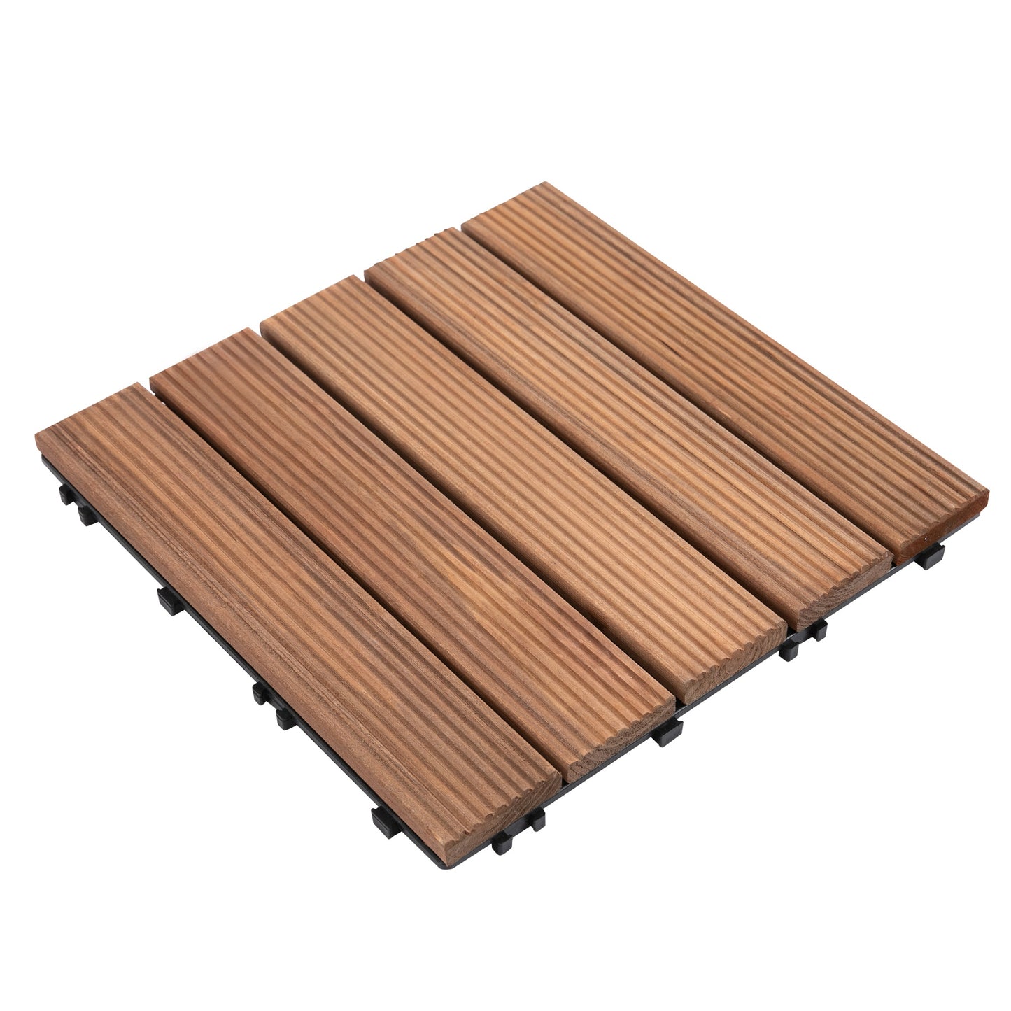 27 Pcs Wood Interlocking Deck Tiles, 12 x 12in Outdoor Flooring Tiles for Indoor and Outdoor Use, Tools Free Assembly, B