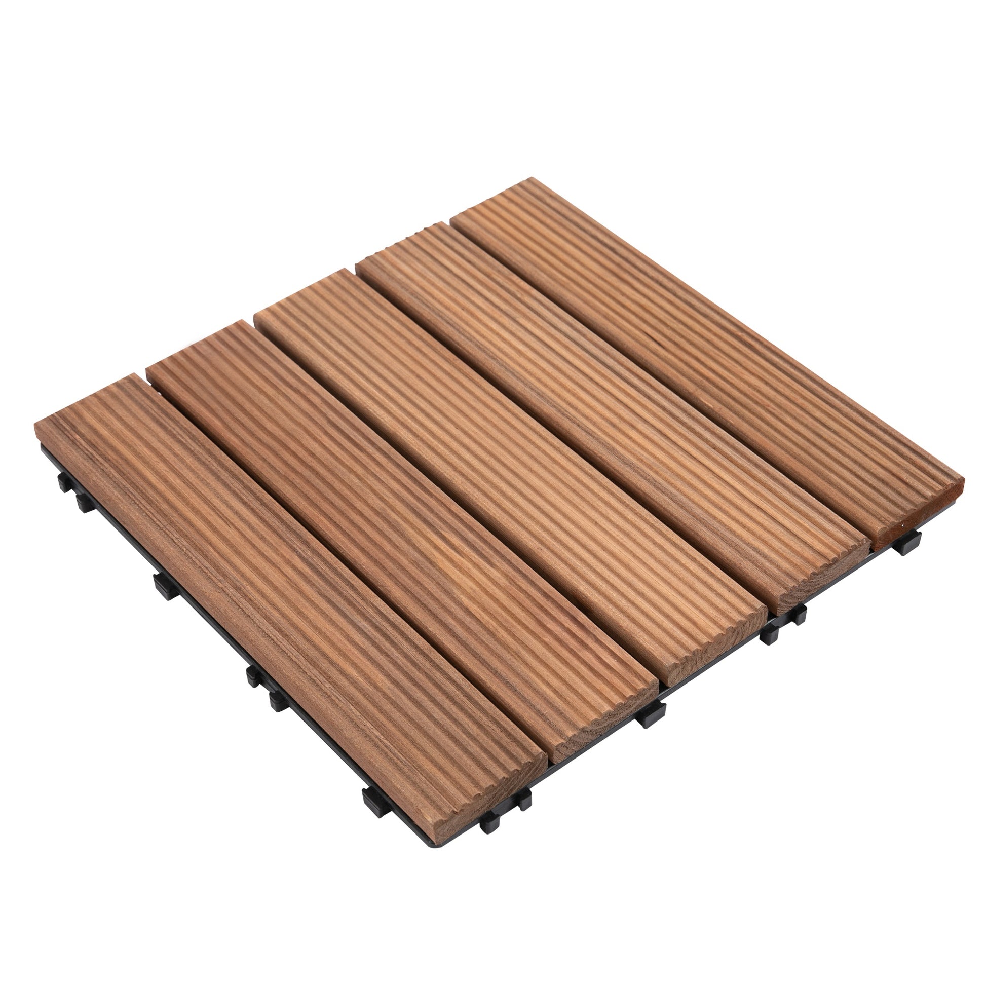 27 Pcs Wood Interlocking Deck Tiles, 12 x 12in Outdoor Flooring Tiles for Indoor and Outdoor Use, Tools Free Assembly, B