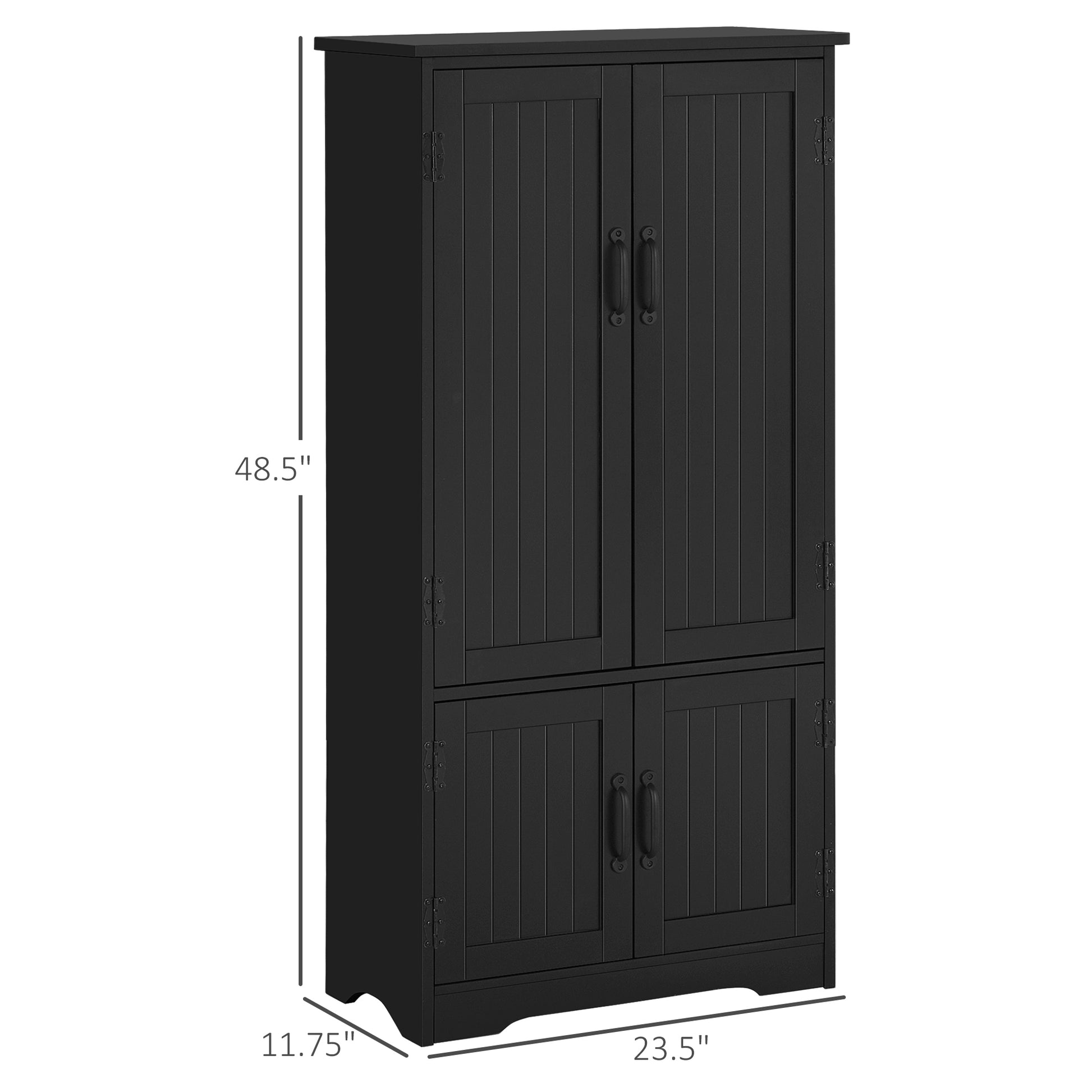 48 in 4-Door Kitchen Pantry Cabinet with Adjustable Shelves - Black - Image 2