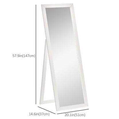 58" x 20" Full Length Mirror with Frame, Floor Standing Mirror, Rectangular Full Body Mirror for Bedroom, Living Room, W
