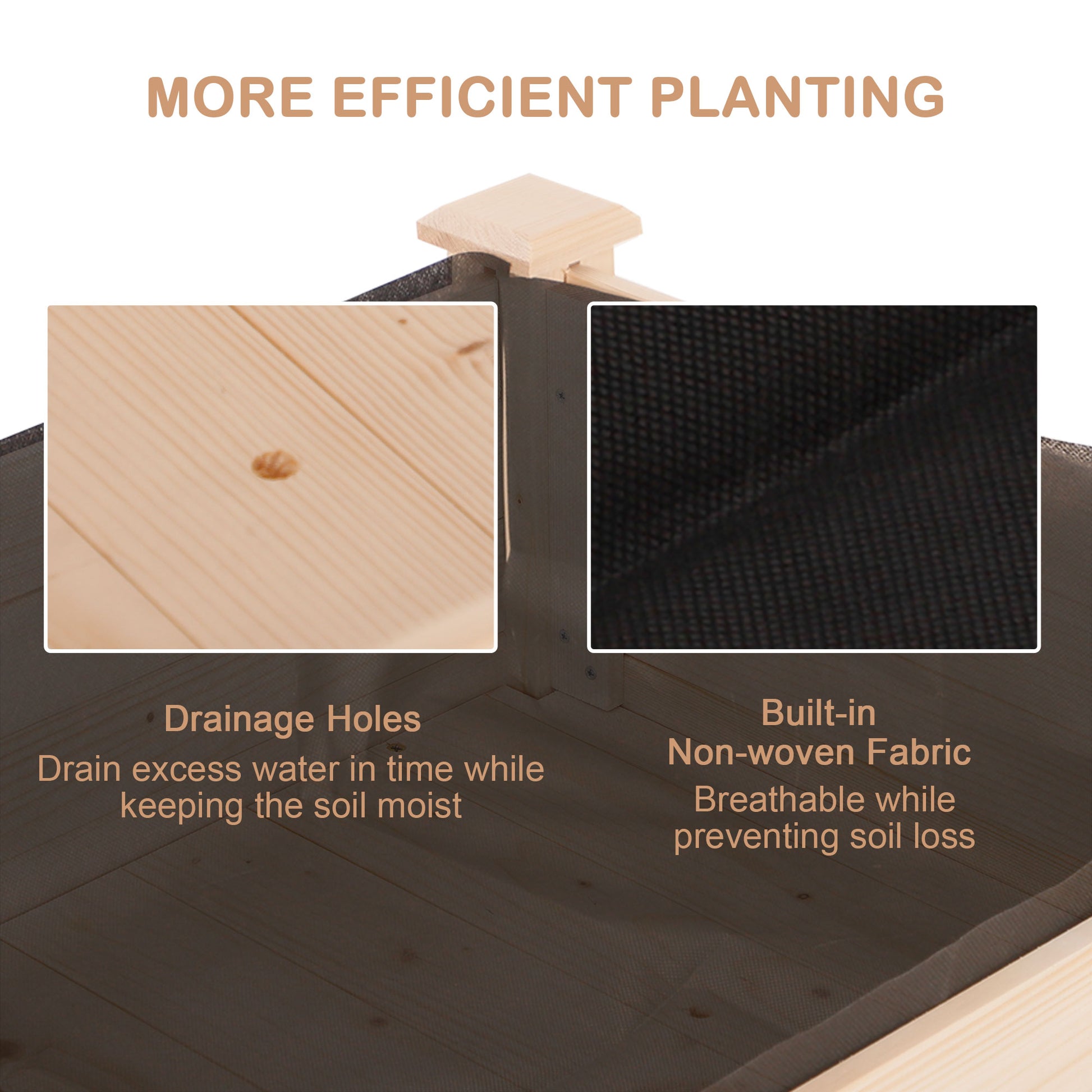 48" x 22" x 30" Wooden Patio Raised Garden Bed Planter, Elevated Planter Box with Legs, Outdoor Flower Stand with Inner 