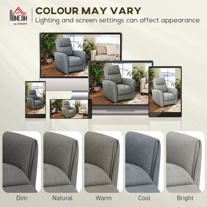 Power Recliner Chair, Dyed Fabric (Like Leathaire) Upholstered Recliner Chair with USB Ports, Footrest, Grey