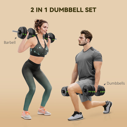 Soozier 66LBS 2-in-1 Adjustable Barbell & Dumbbells Set, Weights Set with Non-slip Handles for Men and Women Home Gym Tr